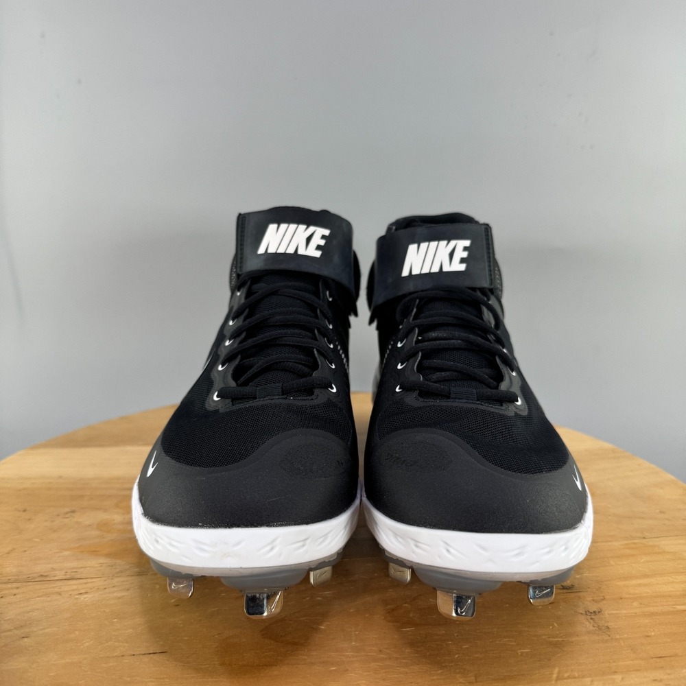 Nike Alpha Huarache Elite 3 Mid Mens Size 12 Metal Baseball Cleats Black White - Picture 2 of 8